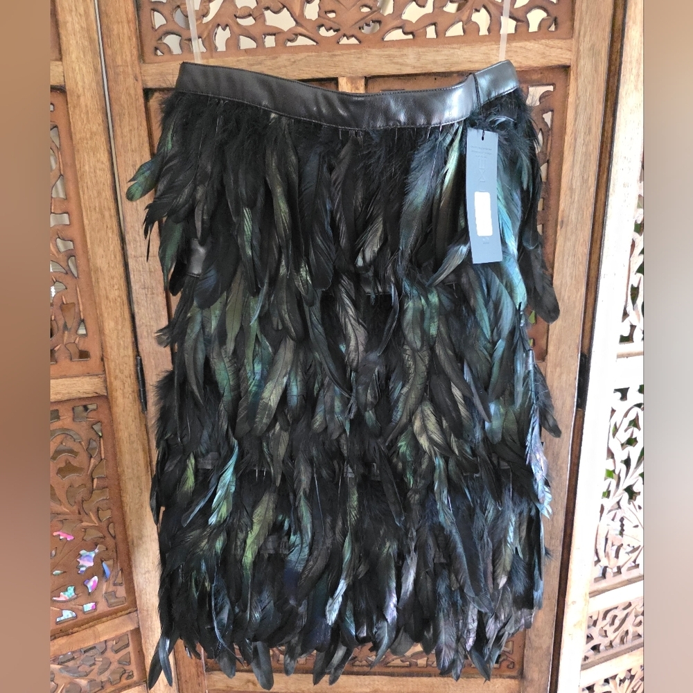 Fashion Nova Elegant Black Feathered Dress Size XS